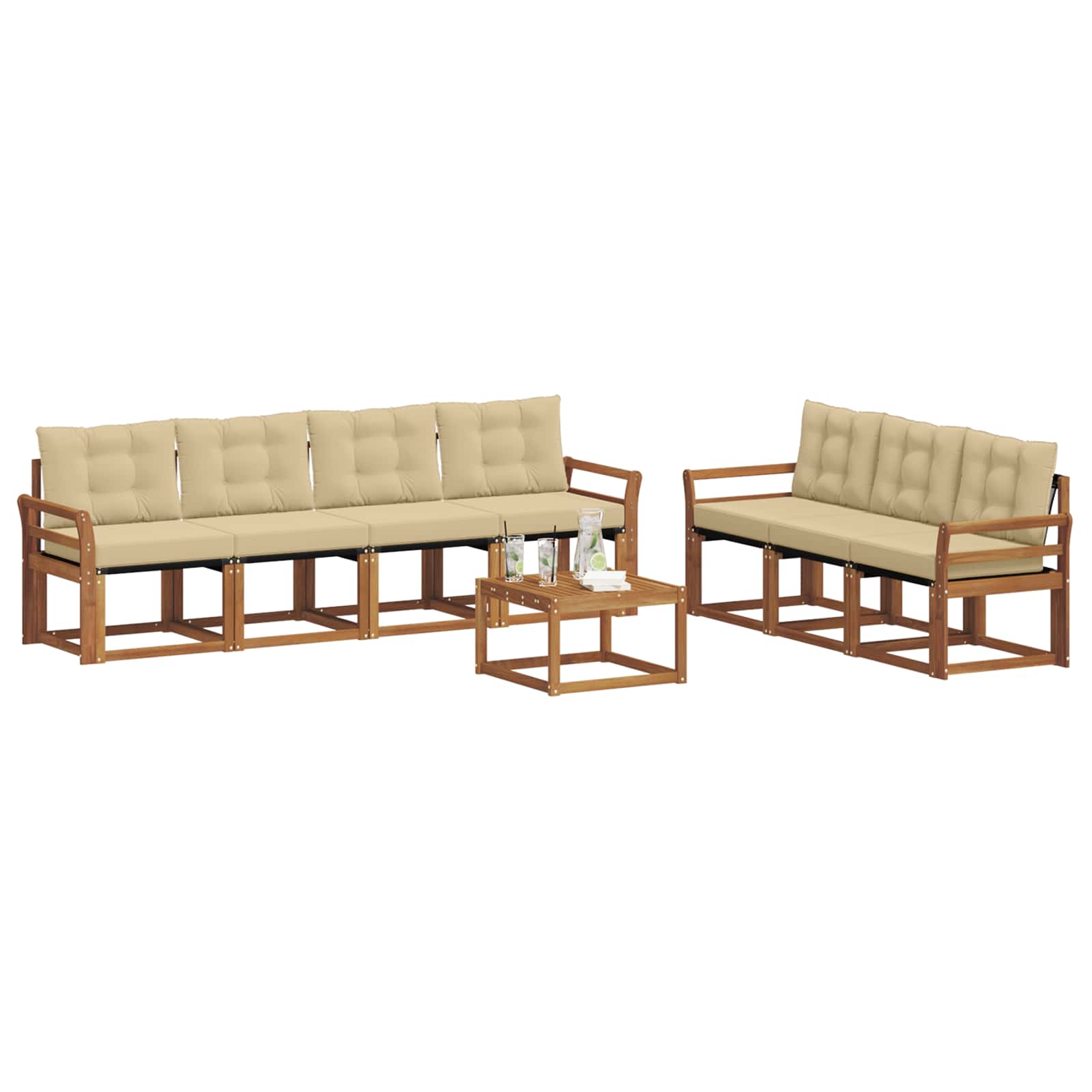 Outdoor-Sofagarnitur 8 stk. Natur und Beige