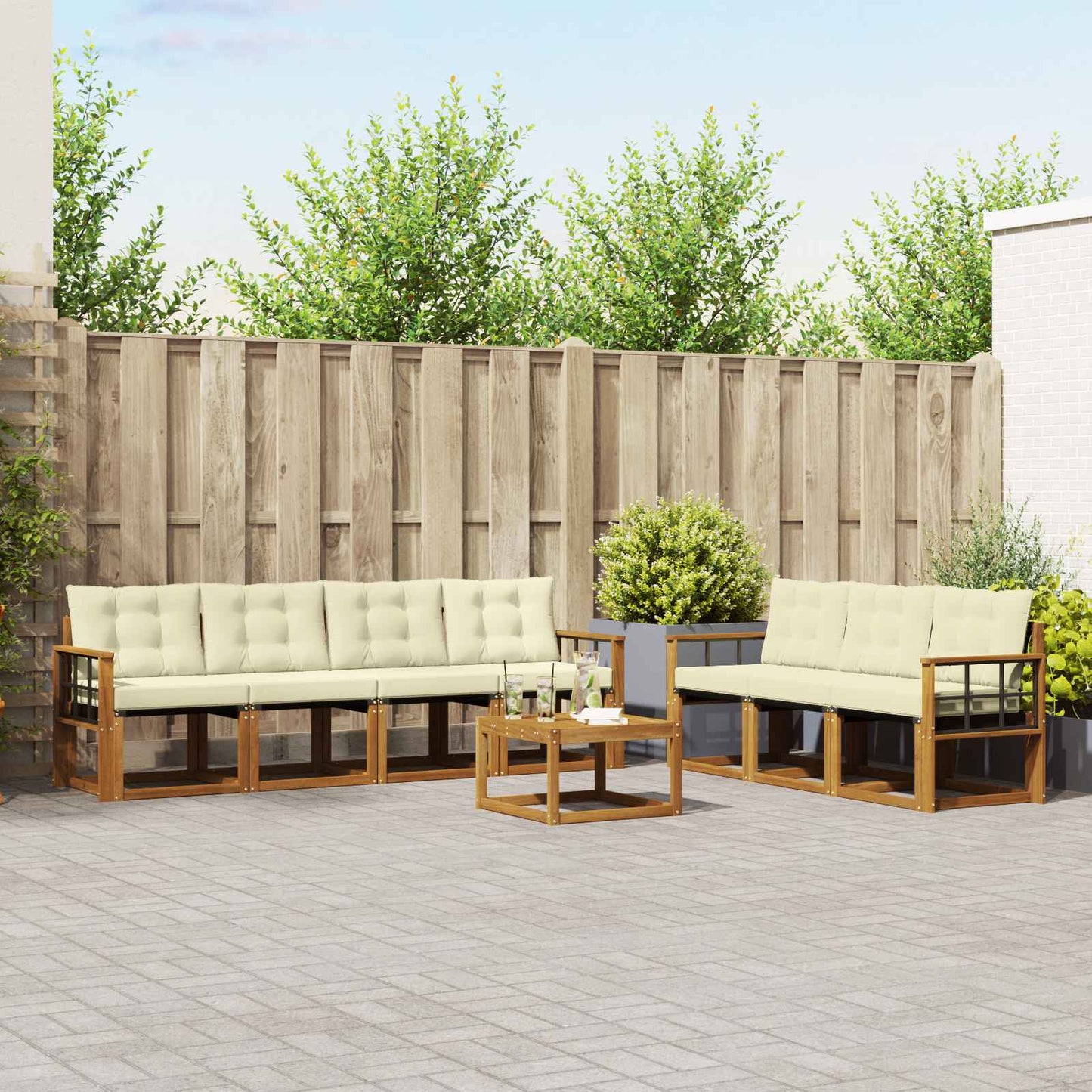 Outdoor-Sofagarnitur 8 stk. Natur und Creme