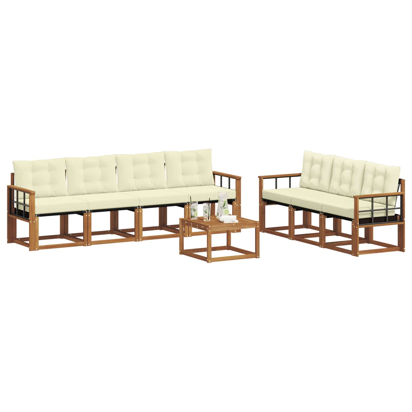 Outdoor-Sofagarnitur 8 stk. Natur und Creme