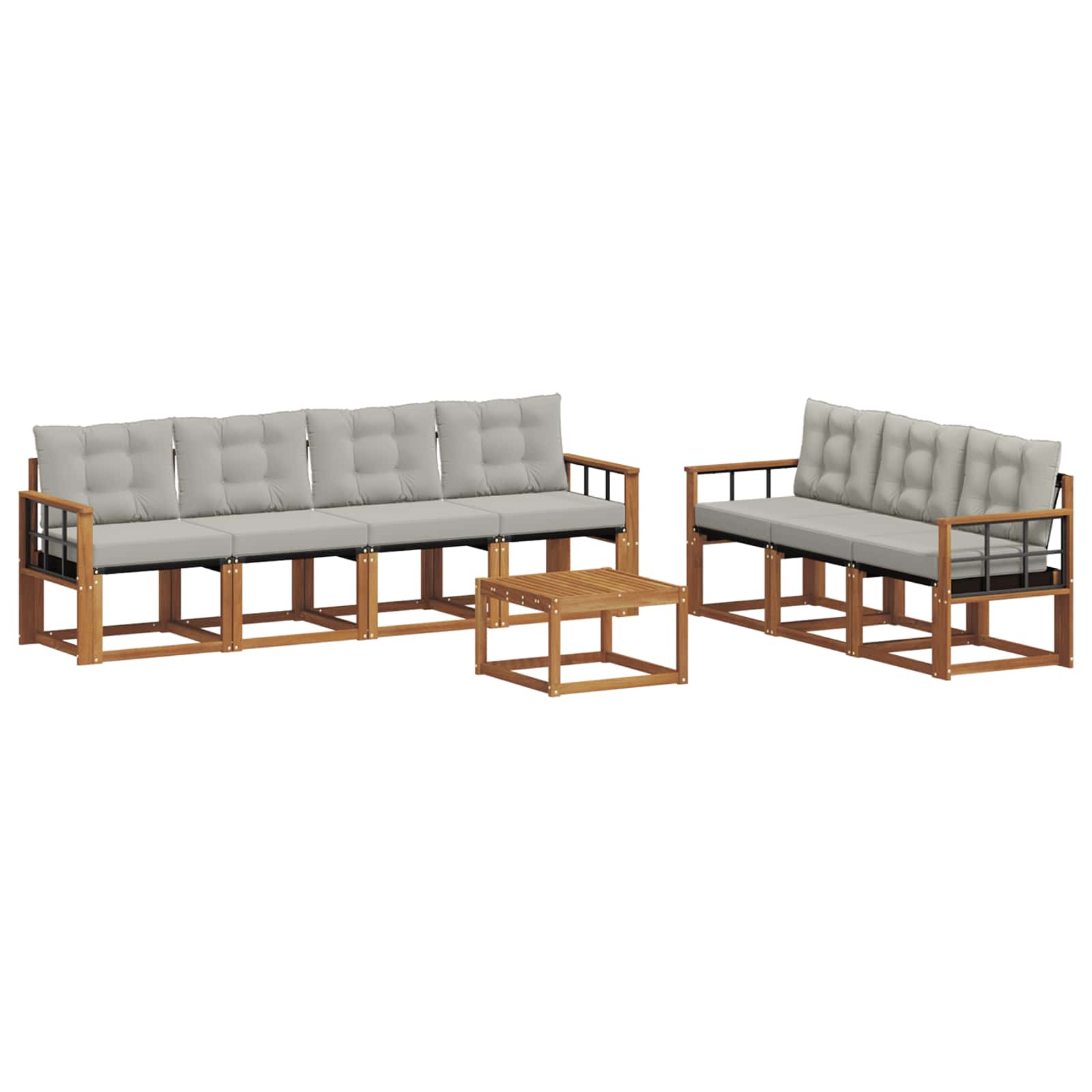 Outdoor-Sofagarnitur mit Kissen 8 pcs Natürlich und Hellgrau
