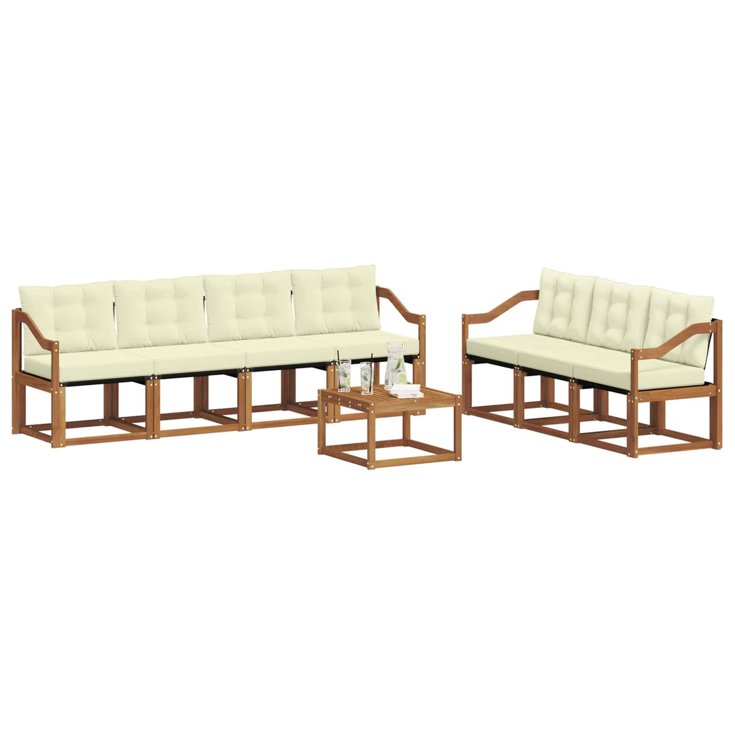Outdoor-Sofagarnitur 8 stk. Natur und Creme
