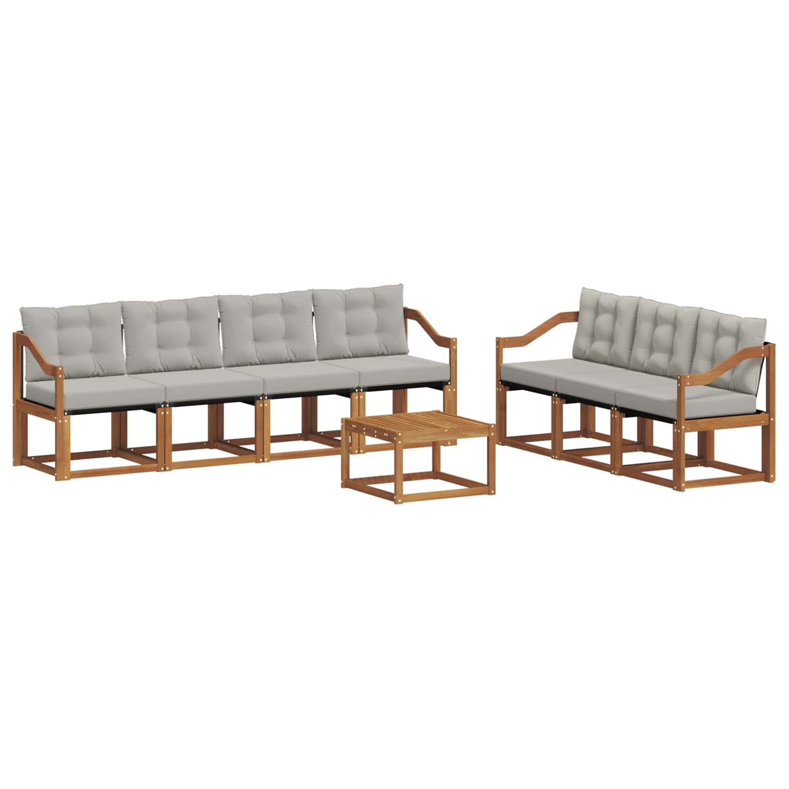 Outdoor-Sofagarnitur mit Kissen 8 pcs Natürlich und Hellgrau