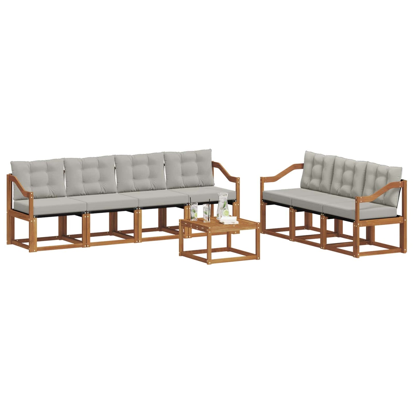 Outdoor-Sofagarnitur mit Kissen 8 pcs Natürlich und Hellgrau