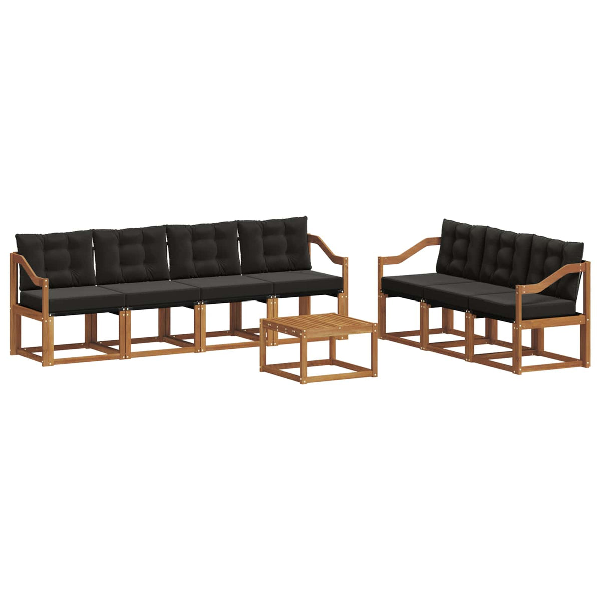 Outdoor-Sofagarnitur 8 stk. Natur und Schwarz