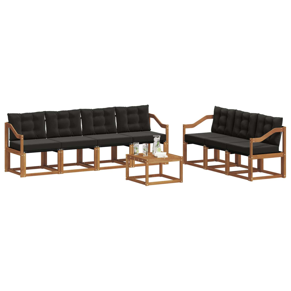 Outdoor-Sofagarnitur 8 stk. Natur und Schwarz