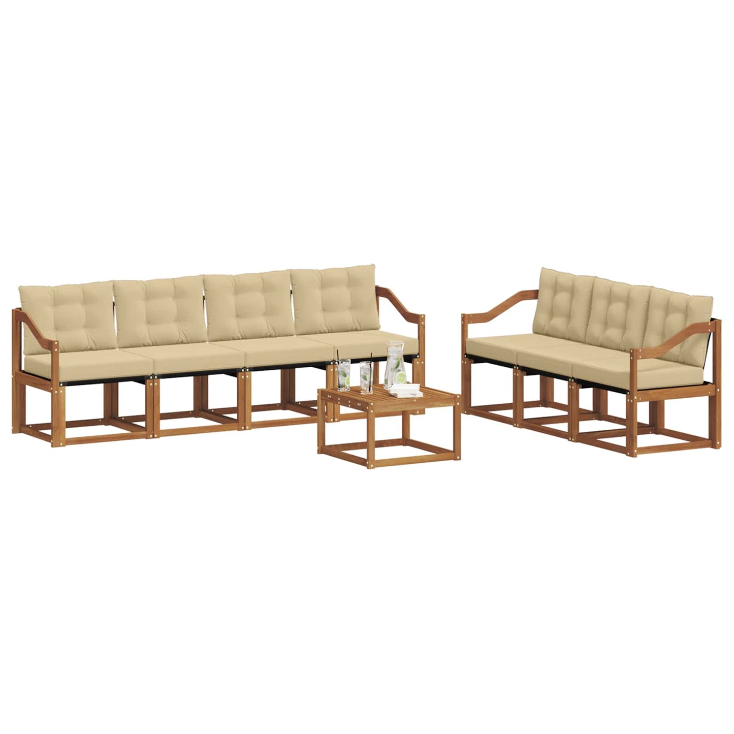 Outdoor-Sofagarnitur 8 stk. Natur und Beige