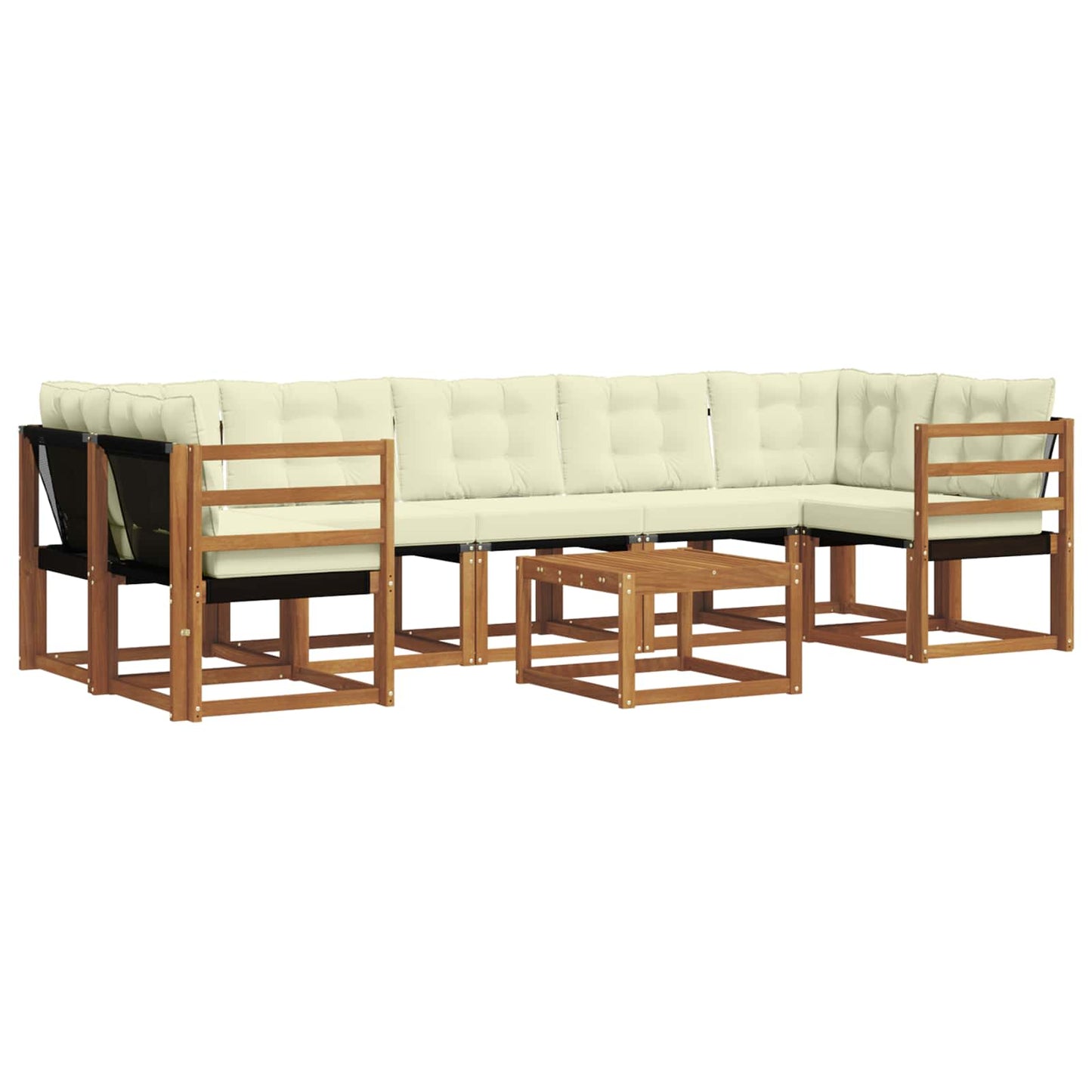 Outdoor-Sofagarnitur mit Kissen 8 pcs Natur und Creme