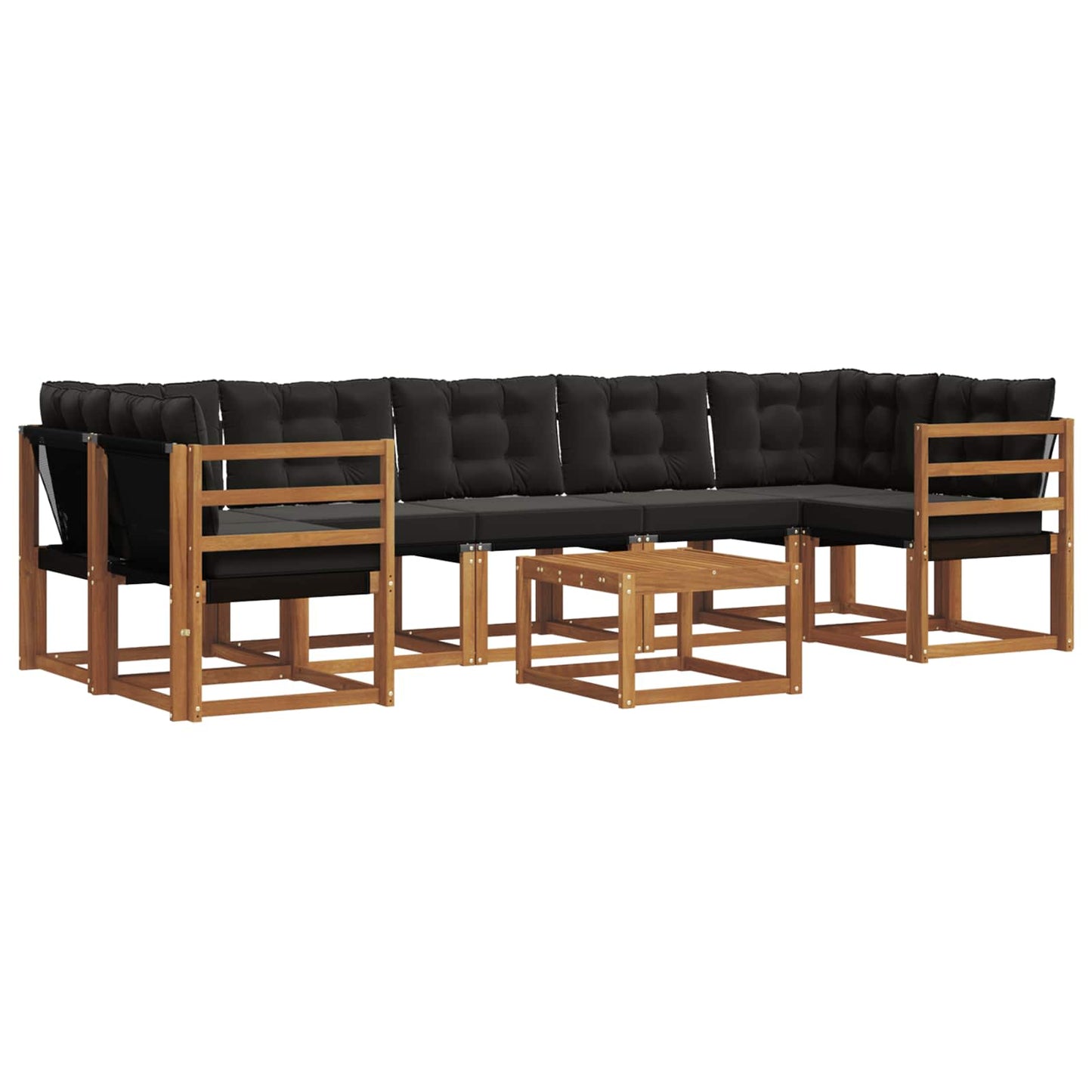 Outdoor-Sofagarnitur mit Kissen 8 pcs Natürlich und Schwarz