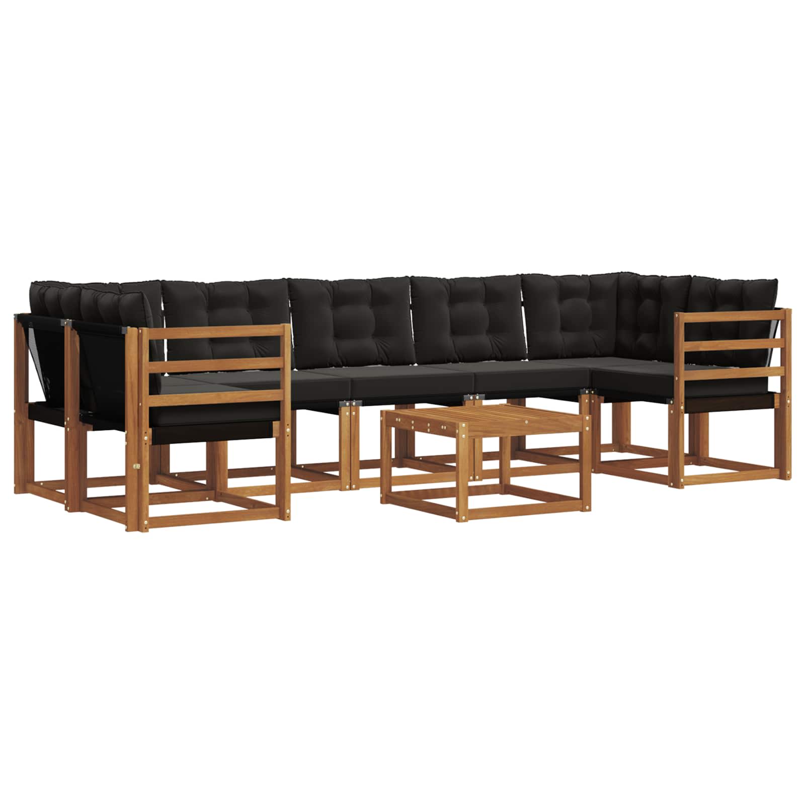 Outdoor-Sofagarnitur mit Kissen 8 pcs Natürlich und Schwarz
