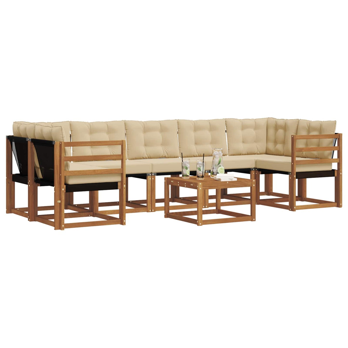 Outdoor-Sofagarnitur mit Kissen 8 pcs Natur und Beige