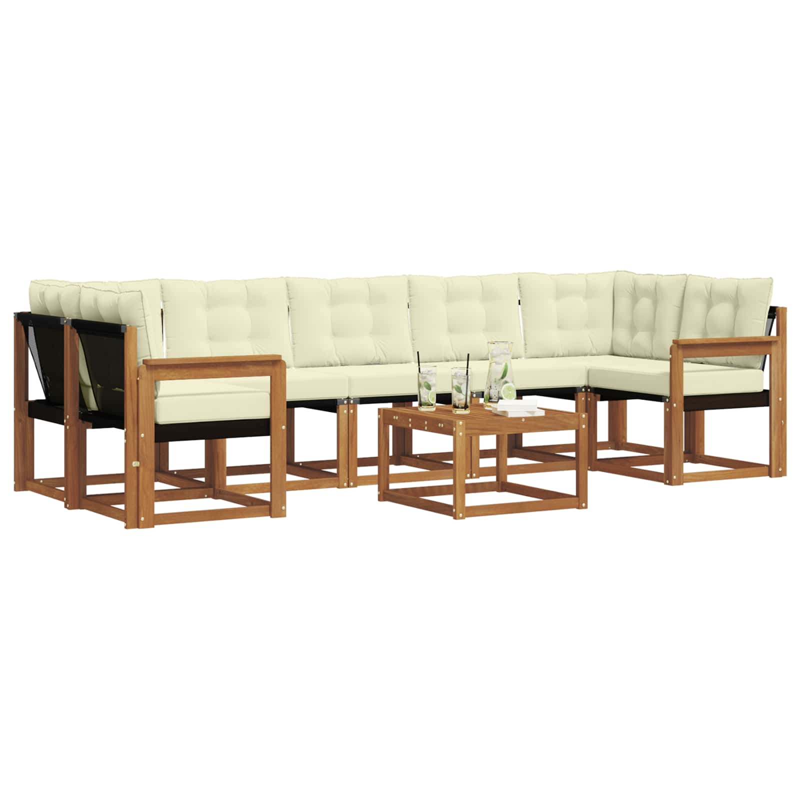 Outdoor-Sofagarnitur 8 stk. Natur und Creme