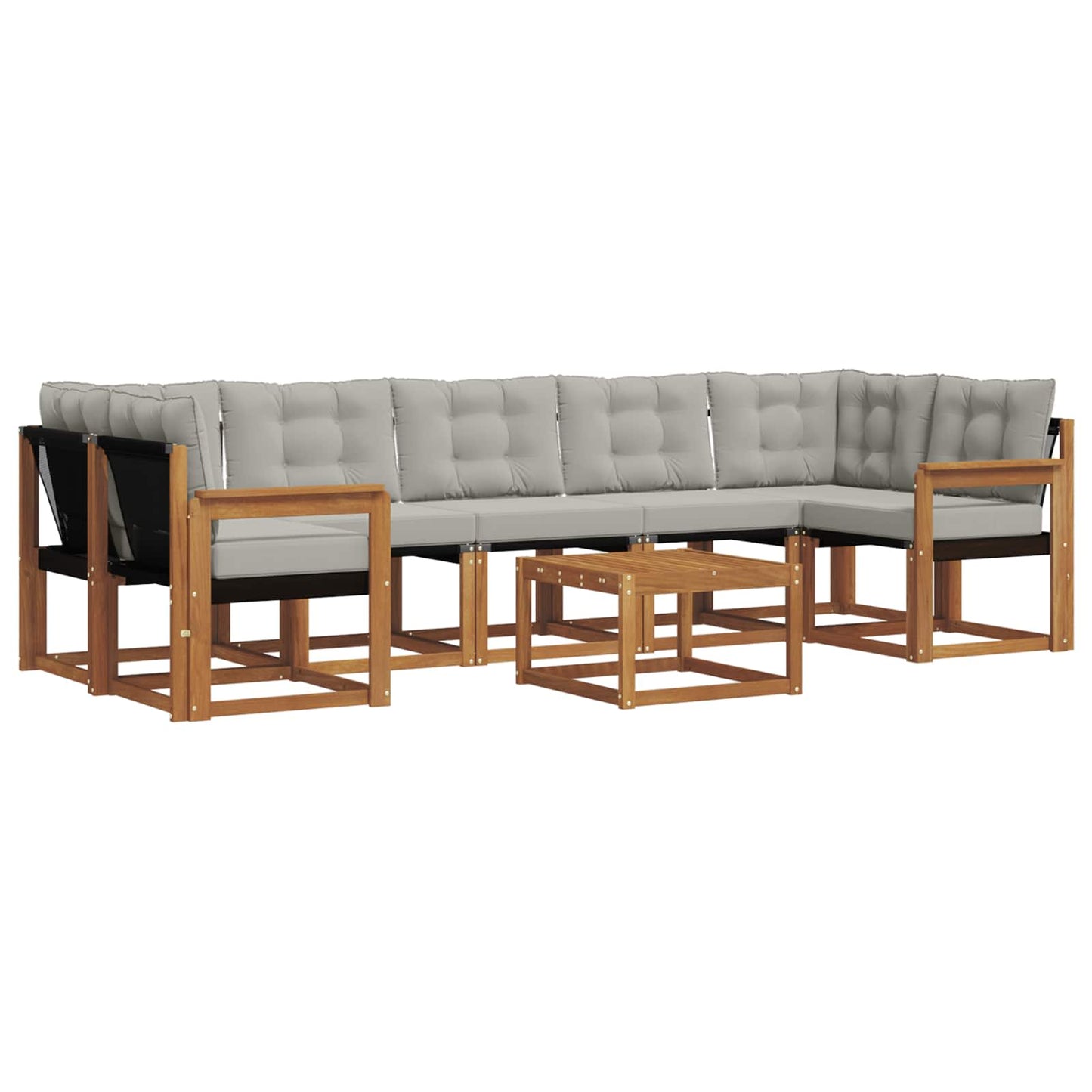 Outdoor-Sofagarnitur mit Kissen 8 pcs Natürlich und Hellgrau