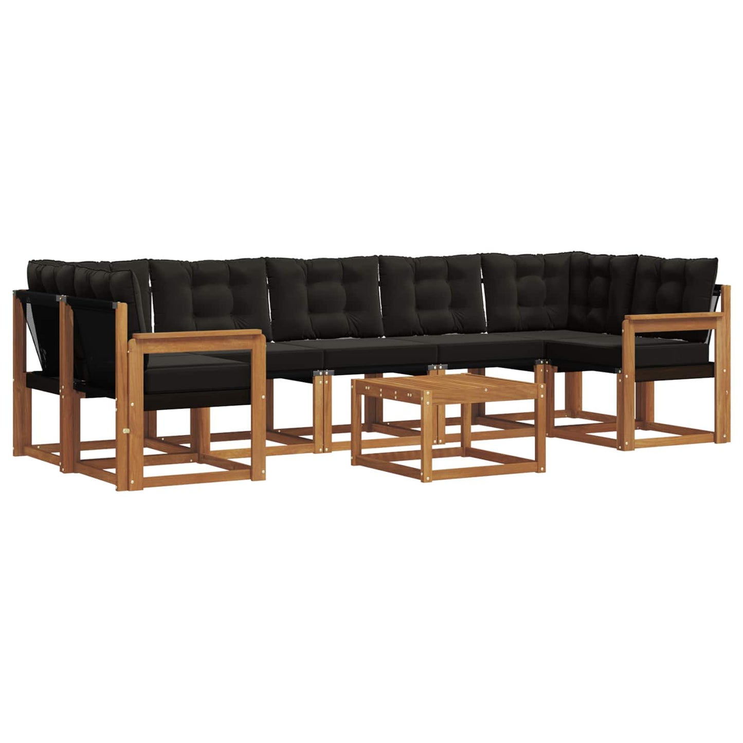 Outdoor-Sofagarnitur mit Kissen 8 pcs Natürlich und Schwarz