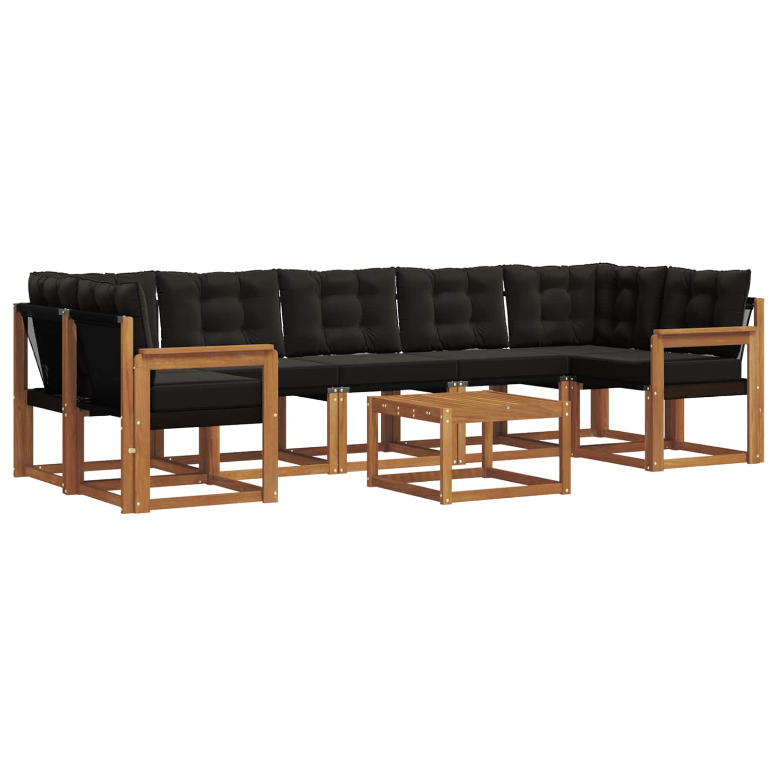 Outdoor-Sofagarnitur mit Kissen 8 pcs Natürlich und Schwarz
