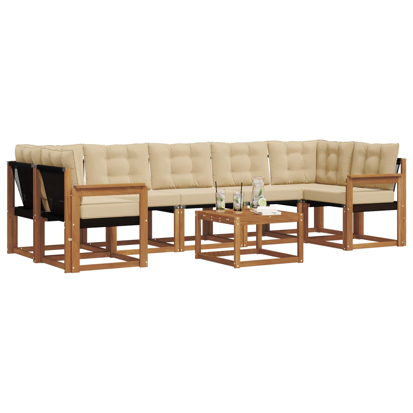 Outdoor-Sofagarnitur 8 stk. Natur und Beige