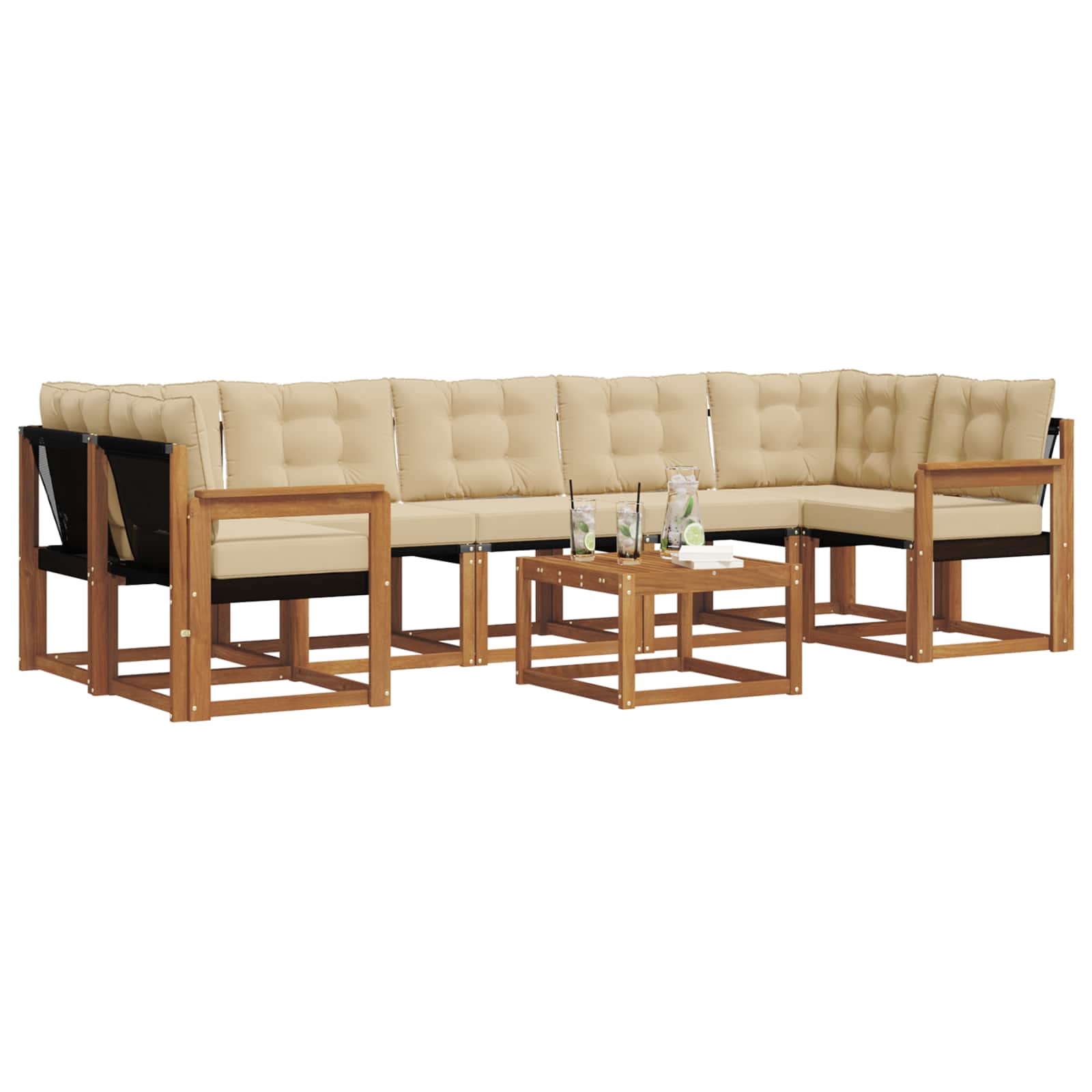 Outdoor-Sofagarnitur 8 stk. Natur und Beige