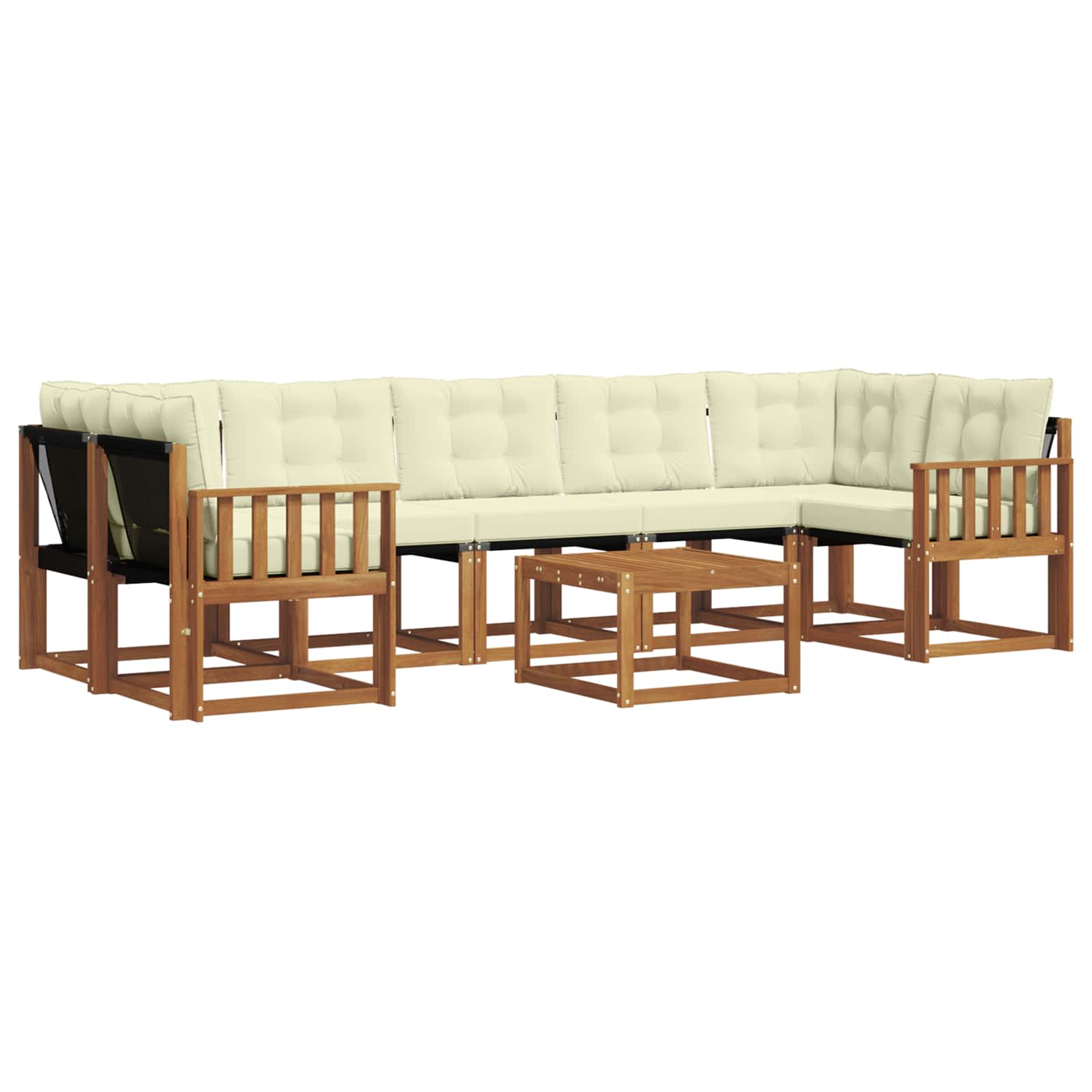 Outdoor-Sofagarnitur mit Kissen 8 pcs Natur und Creme
