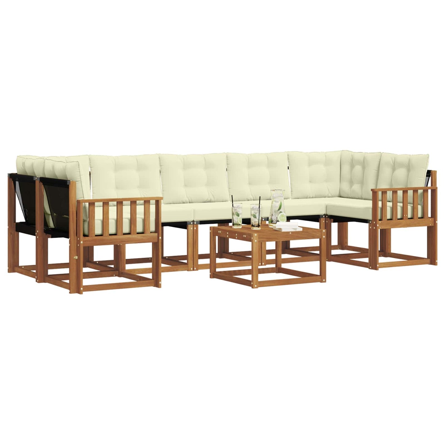 Outdoor-Sofagarnitur mit Kissen 8 pcs Natur und Creme