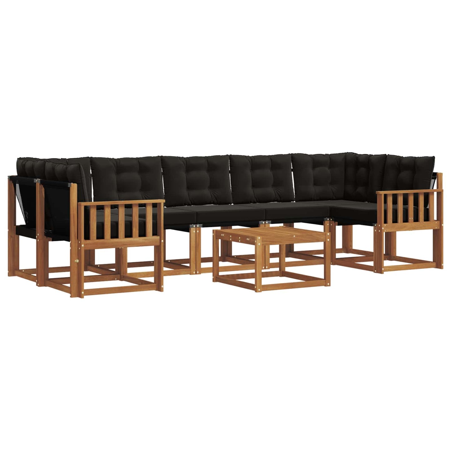 Outdoor-Sofagarnitur mit Kissen 8 pcs Natürlich und Schwarz