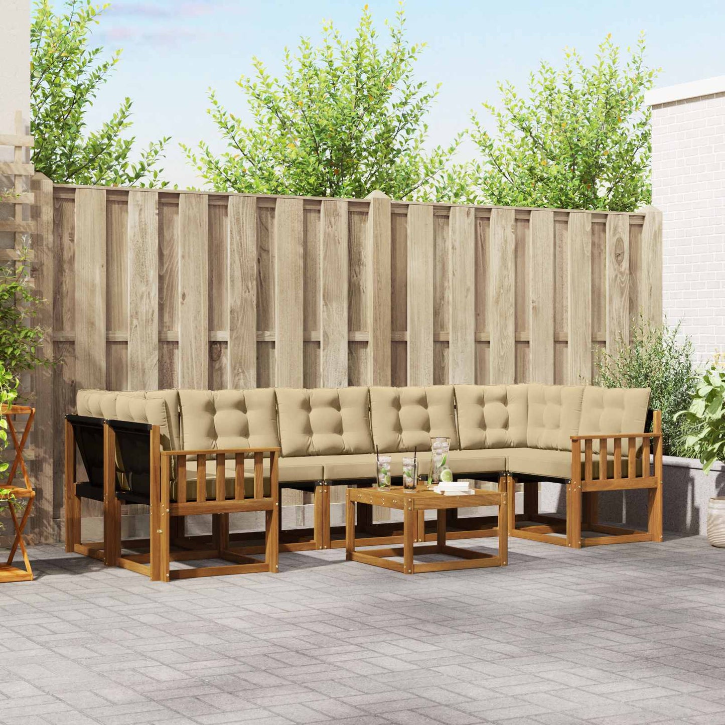 Outdoor-Sofagarnitur 8 stk. Natur und Beige