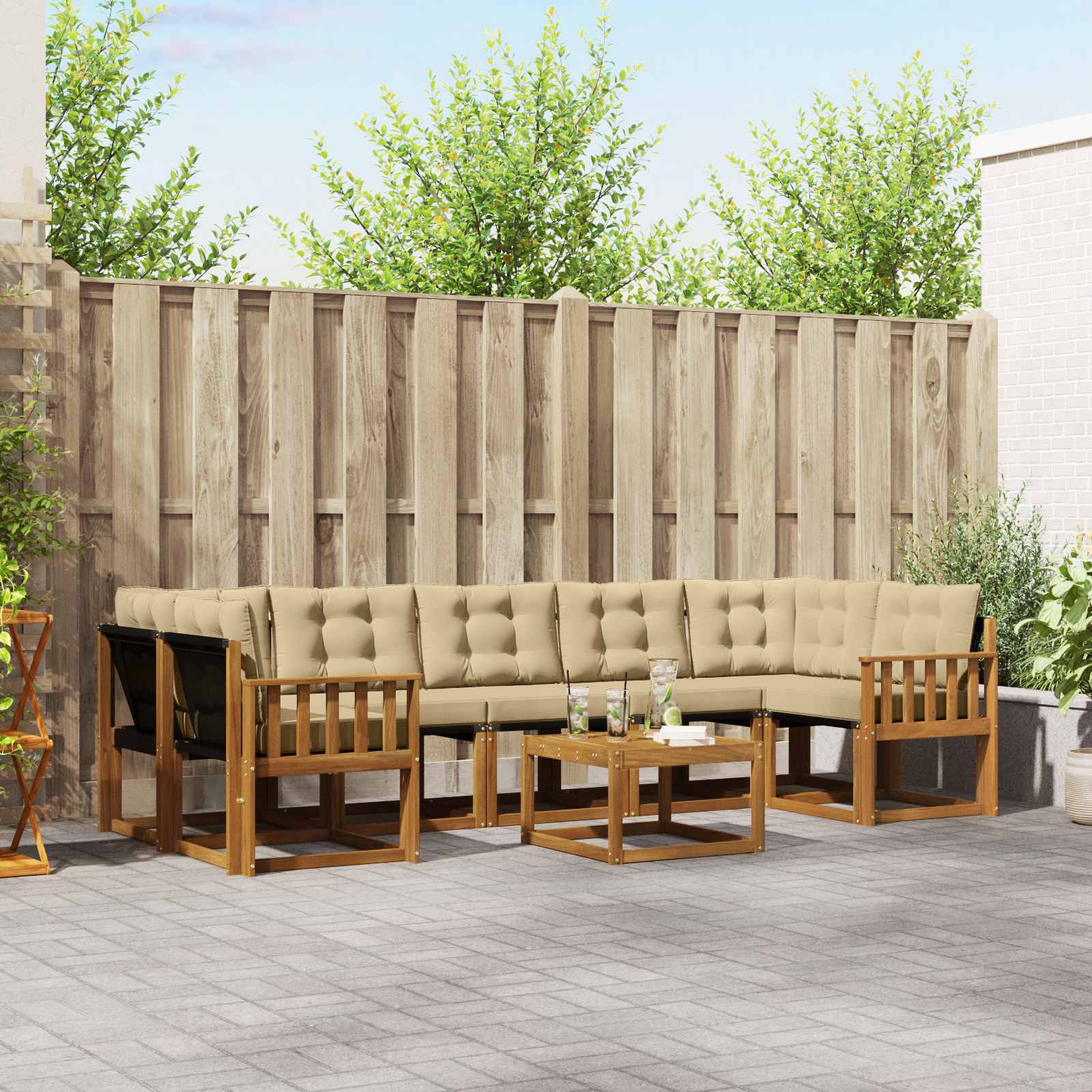Outdoor-Sofagarnitur 8 stk. Natur und Beige