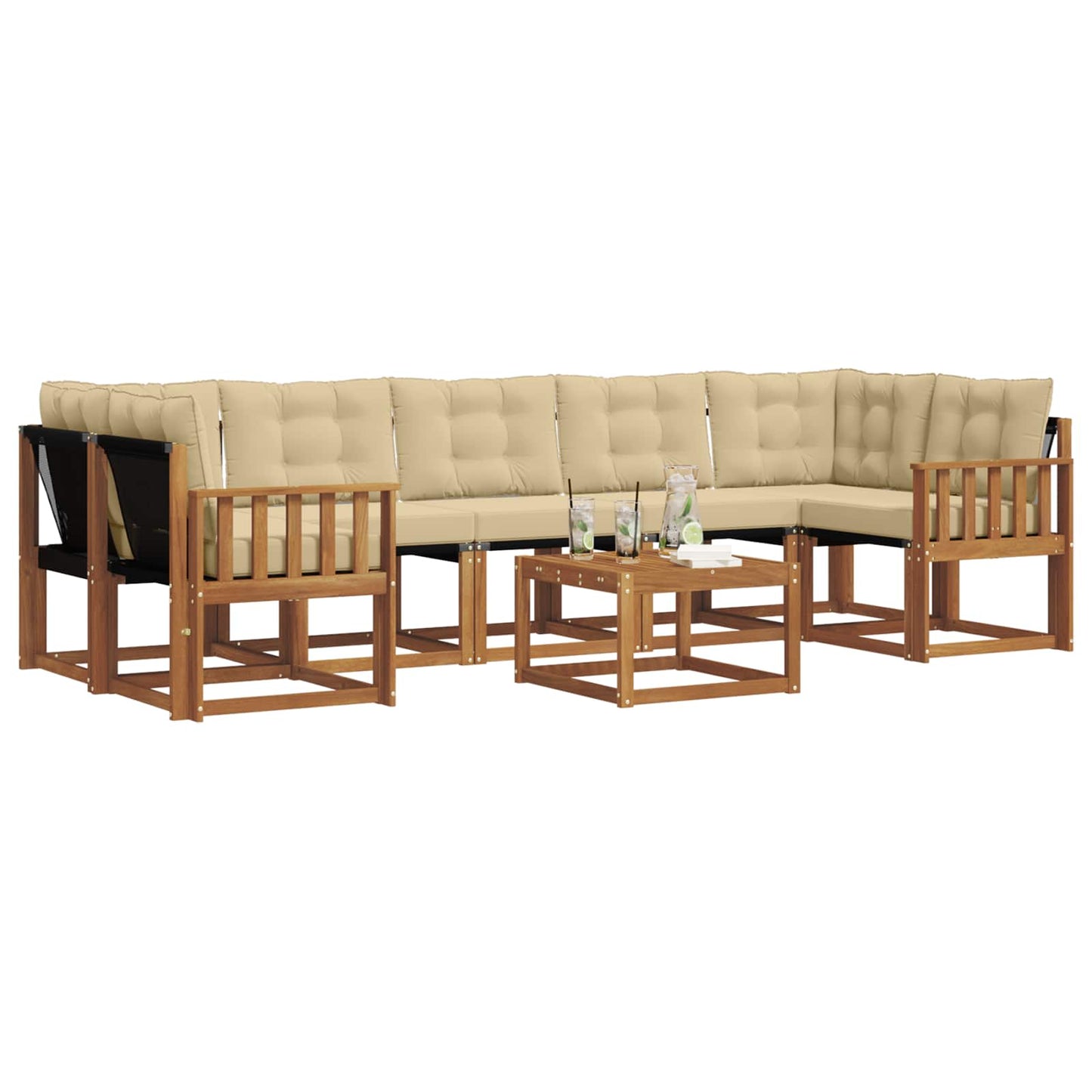 Outdoor-Sofagarnitur 8 stk. Natur und Beige