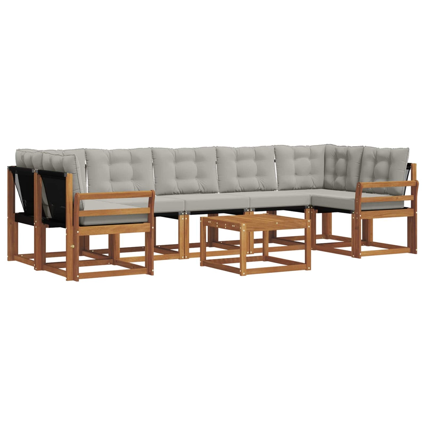 Outdoor-Sofagarnitur mit Kissen 8 pcs Natürlich und Hellgrau