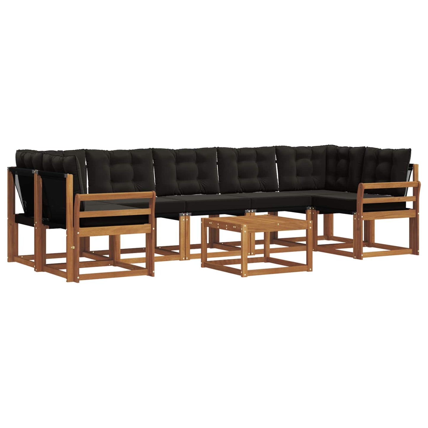 Outdoor-Sofagarnitur mit Kissen 8 pcs Natürlich und Schwarz