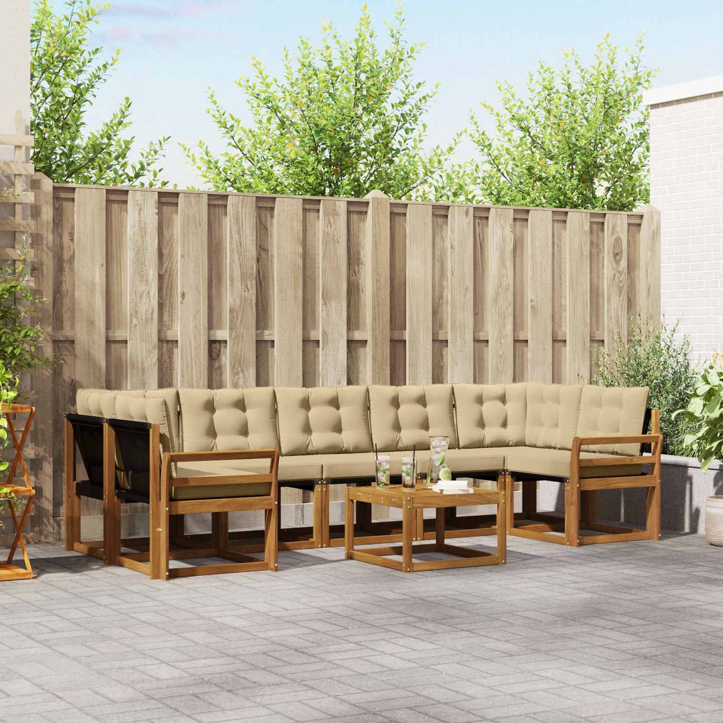 Outdoor-Sofagarnitur 8 stk. Natur und Beige