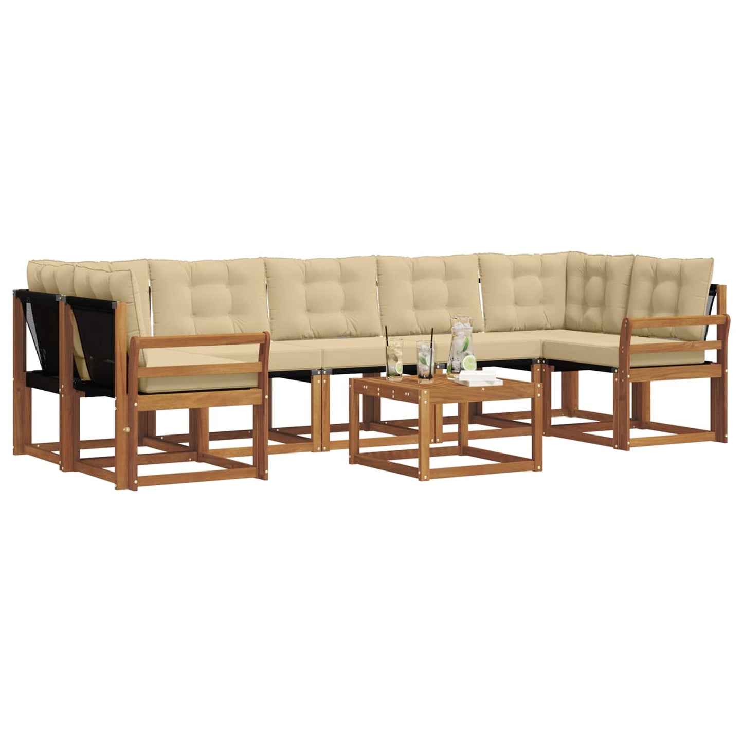 Outdoor-Sofagarnitur 8 stk. Natur und Beige