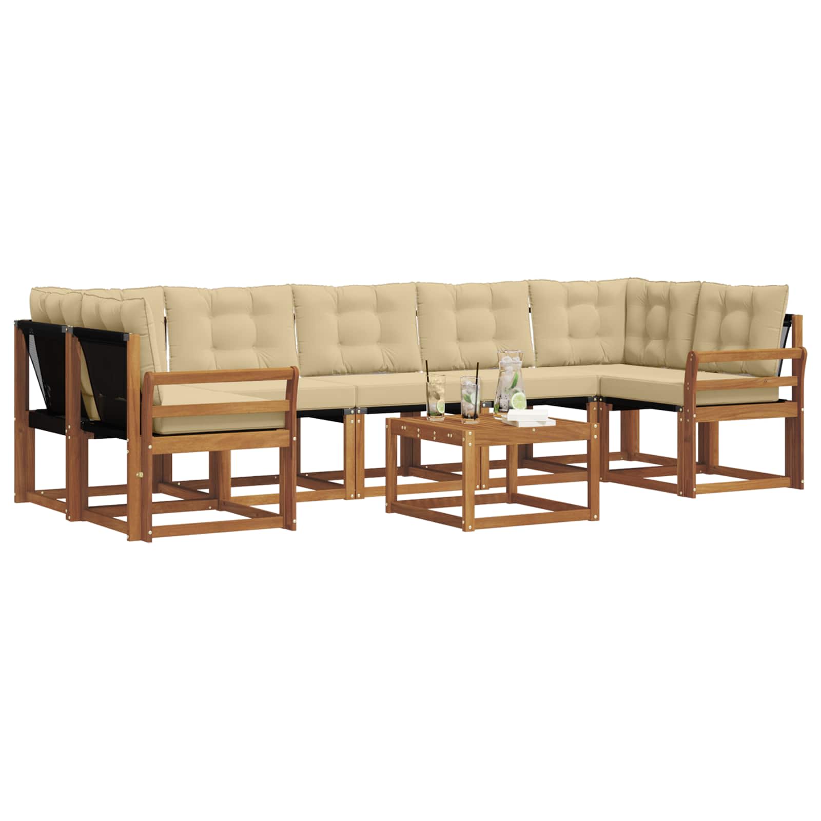 Outdoor-Sofagarnitur 8 stk. Natur und Beige