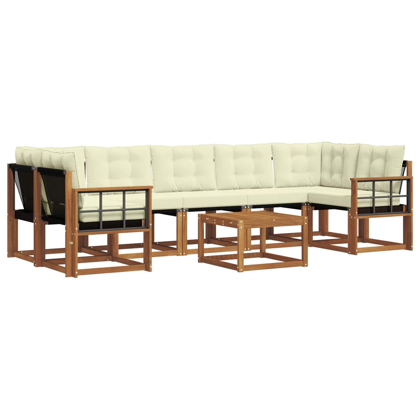 Outdoor-Sofagarnitur mit Kissen 8 pcs Natur und Creme