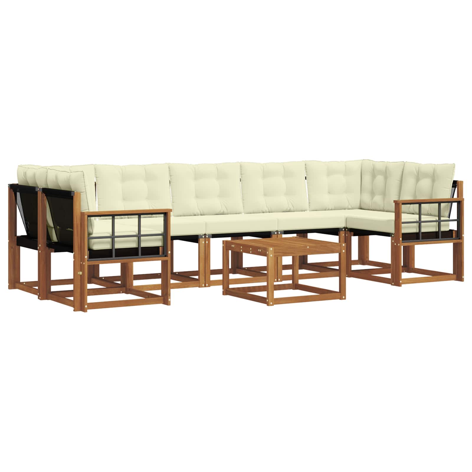 Outdoor-Sofagarnitur mit Kissen 8 pcs Natur und Creme
