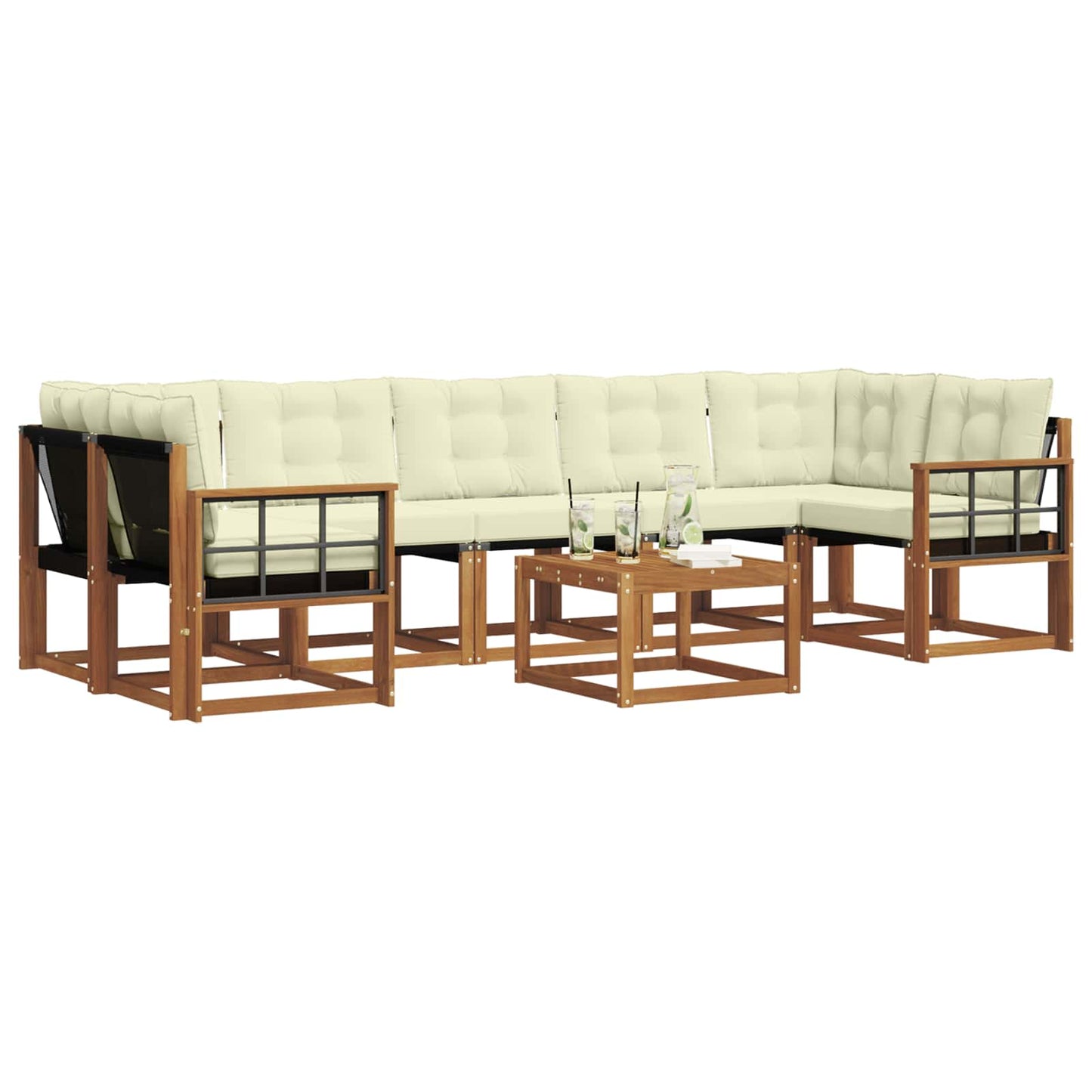 Outdoor-Sofagarnitur mit Kissen 8 pcs Natur und Creme