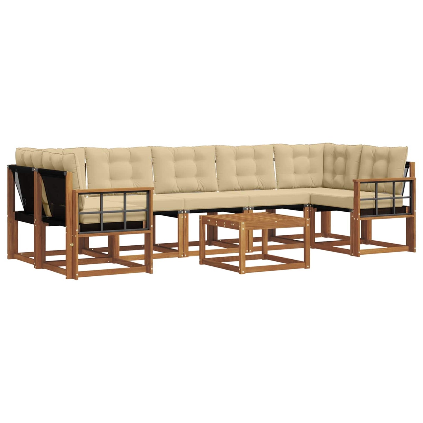 Outdoor-Sofagarnitur mit Kissen 8 pcs Natur und Beige