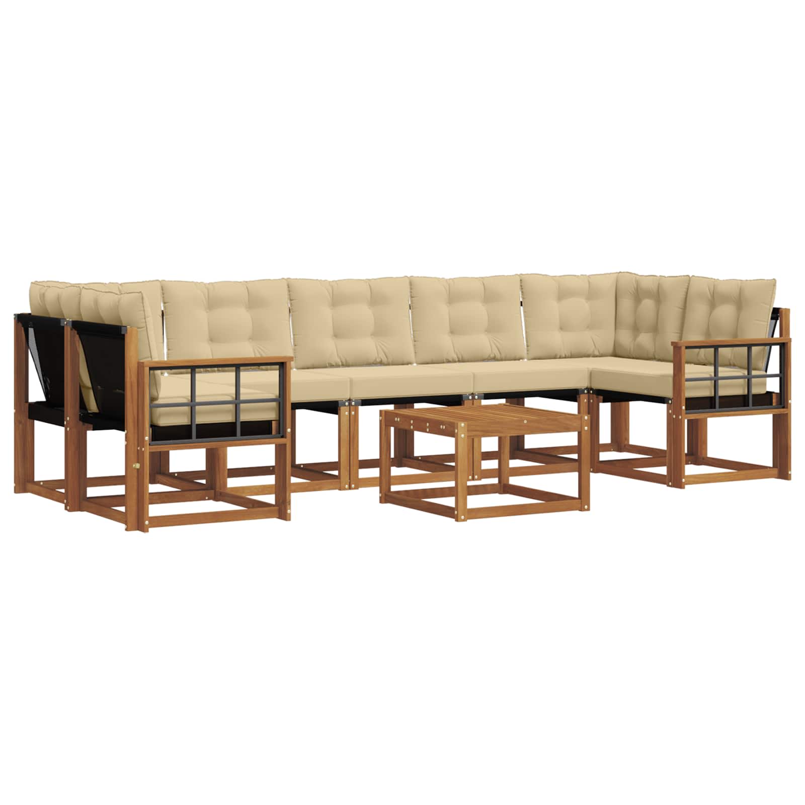 Outdoor-Sofagarnitur mit Kissen 8 pcs Natur und Beige