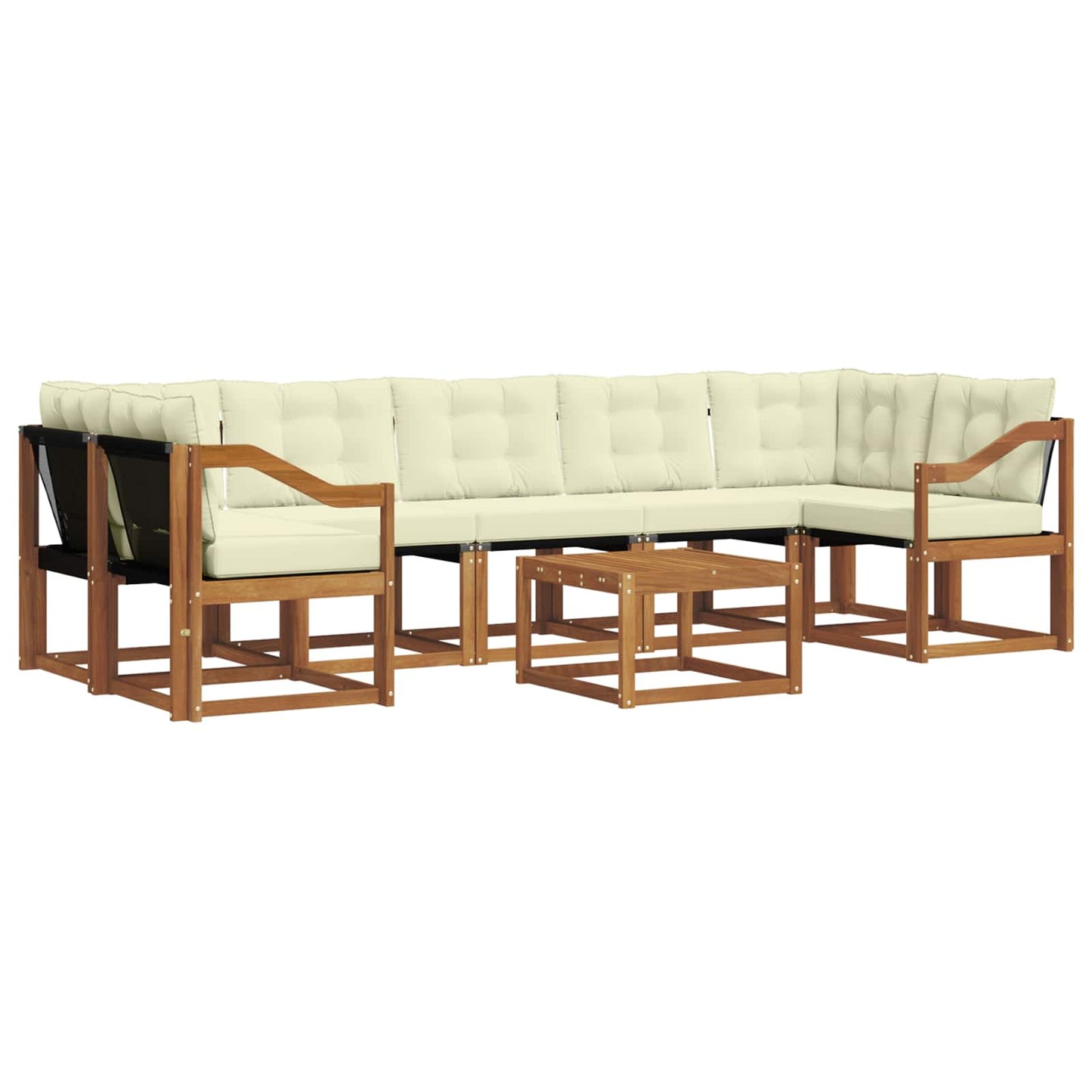 Outdoor-Sofagarnitur mit Kissen 8 pcs Natur und Creme
