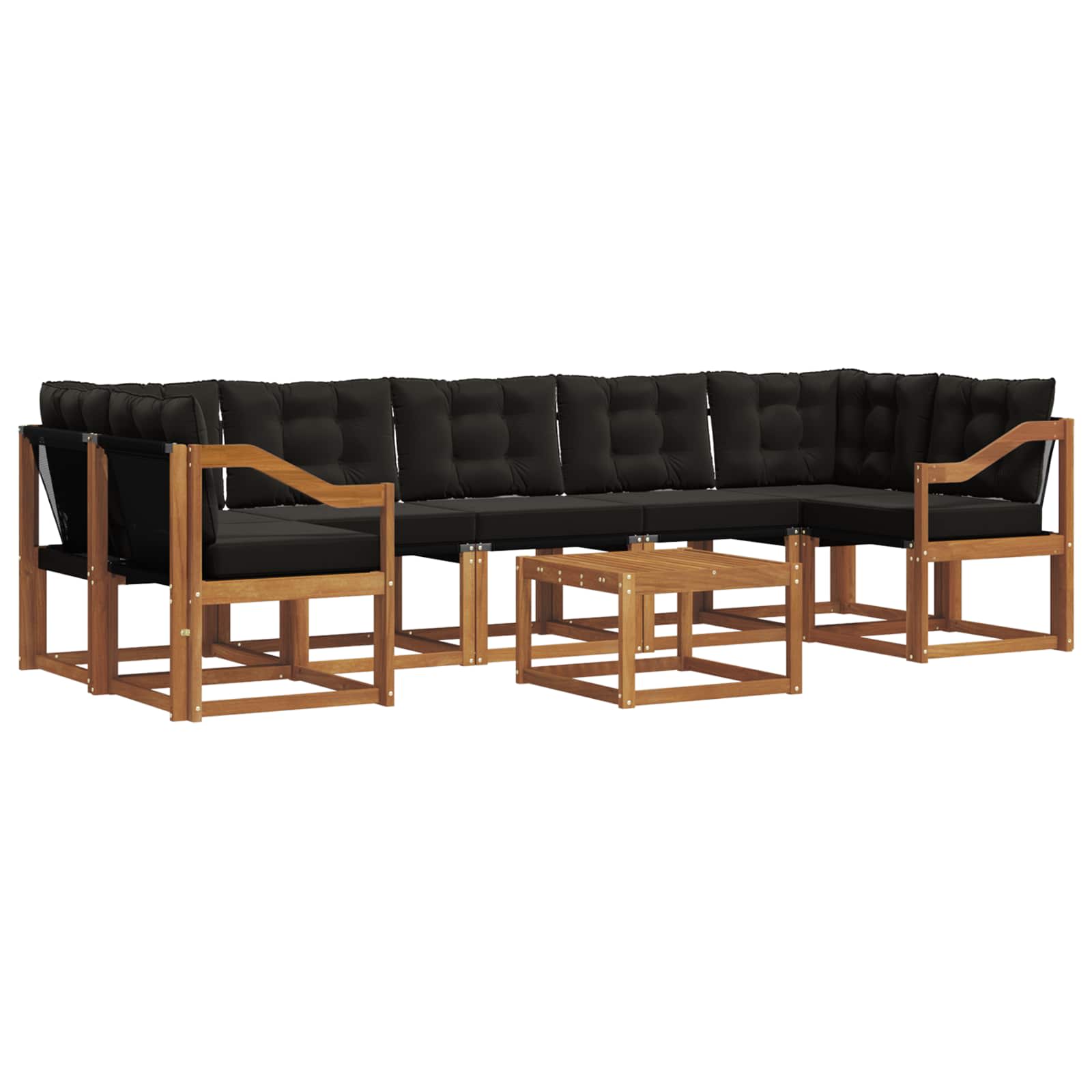 Outdoor-Sofagarnitur mit Kissen 8 pcs Natürlich und Schwarz
