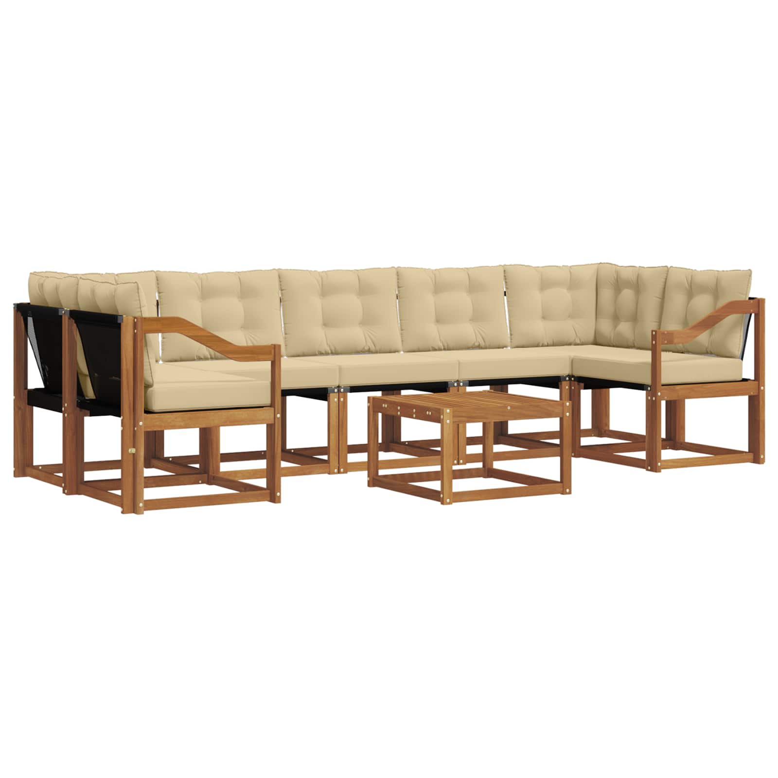 Outdoor-Sofagarnitur mit Kissen 8 pcs Natur und Beige