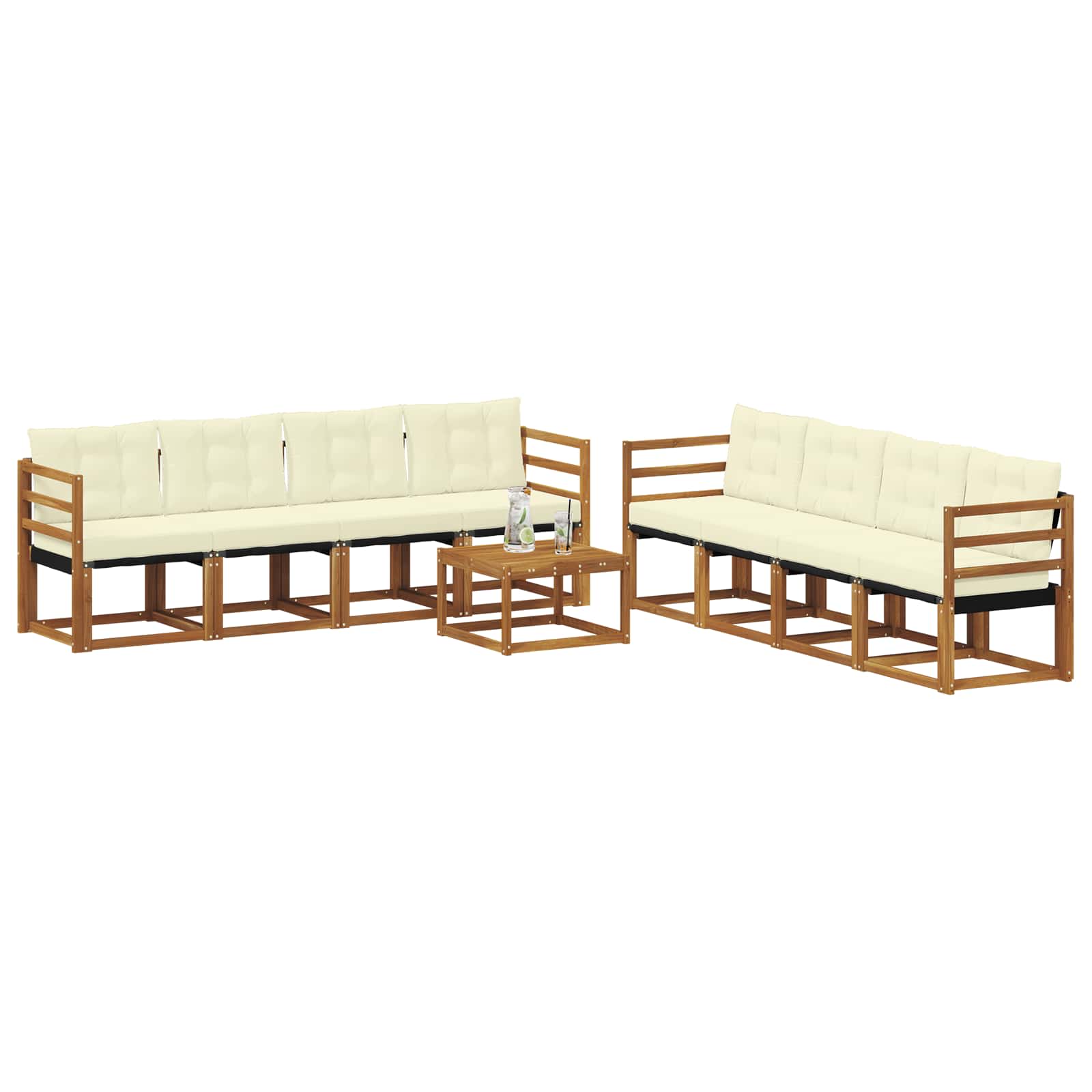 Outdoor-Sofagarnitur 9 stk. Natur und Creme