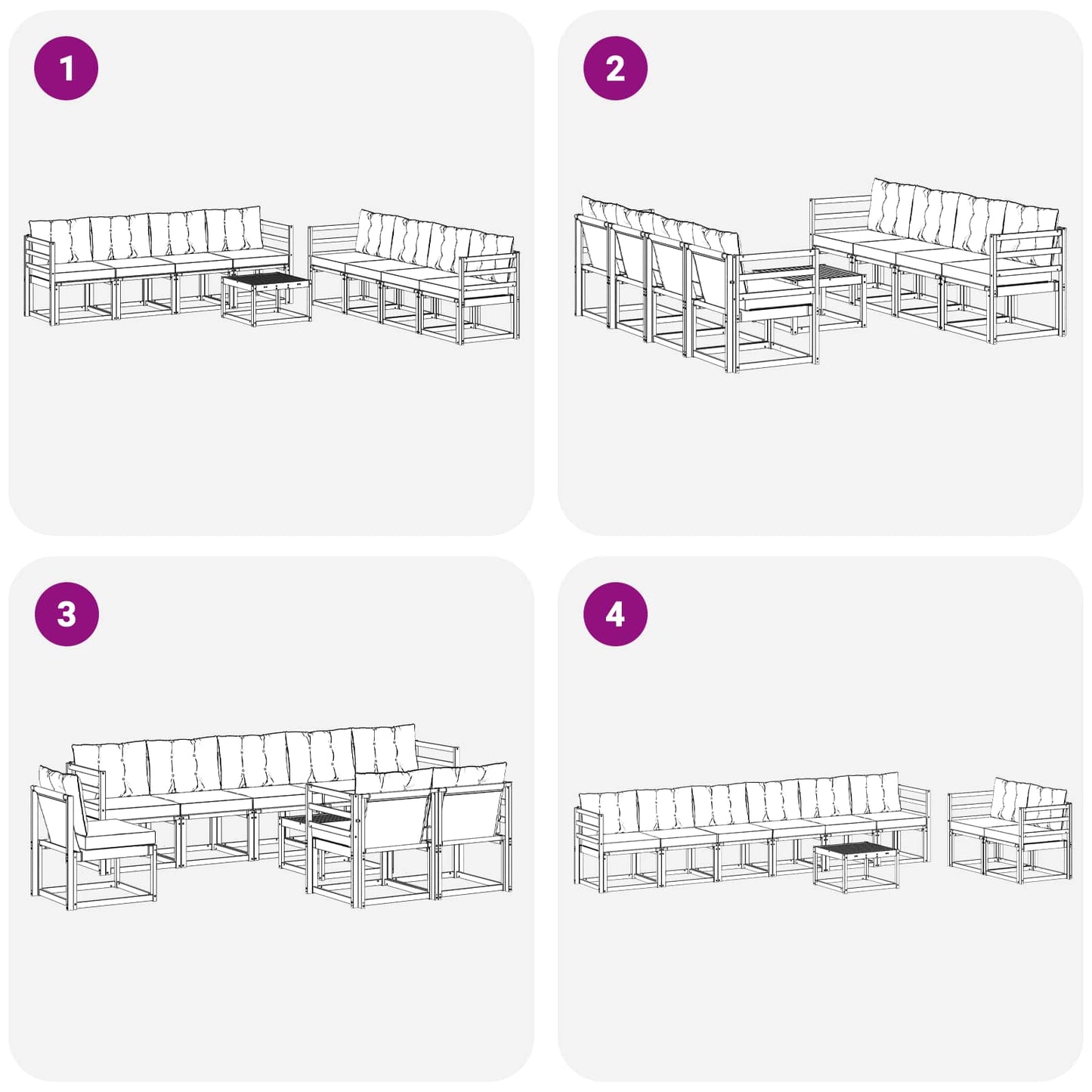 Outdoor-Sofagarnitur 9 stk. Natur und Creme