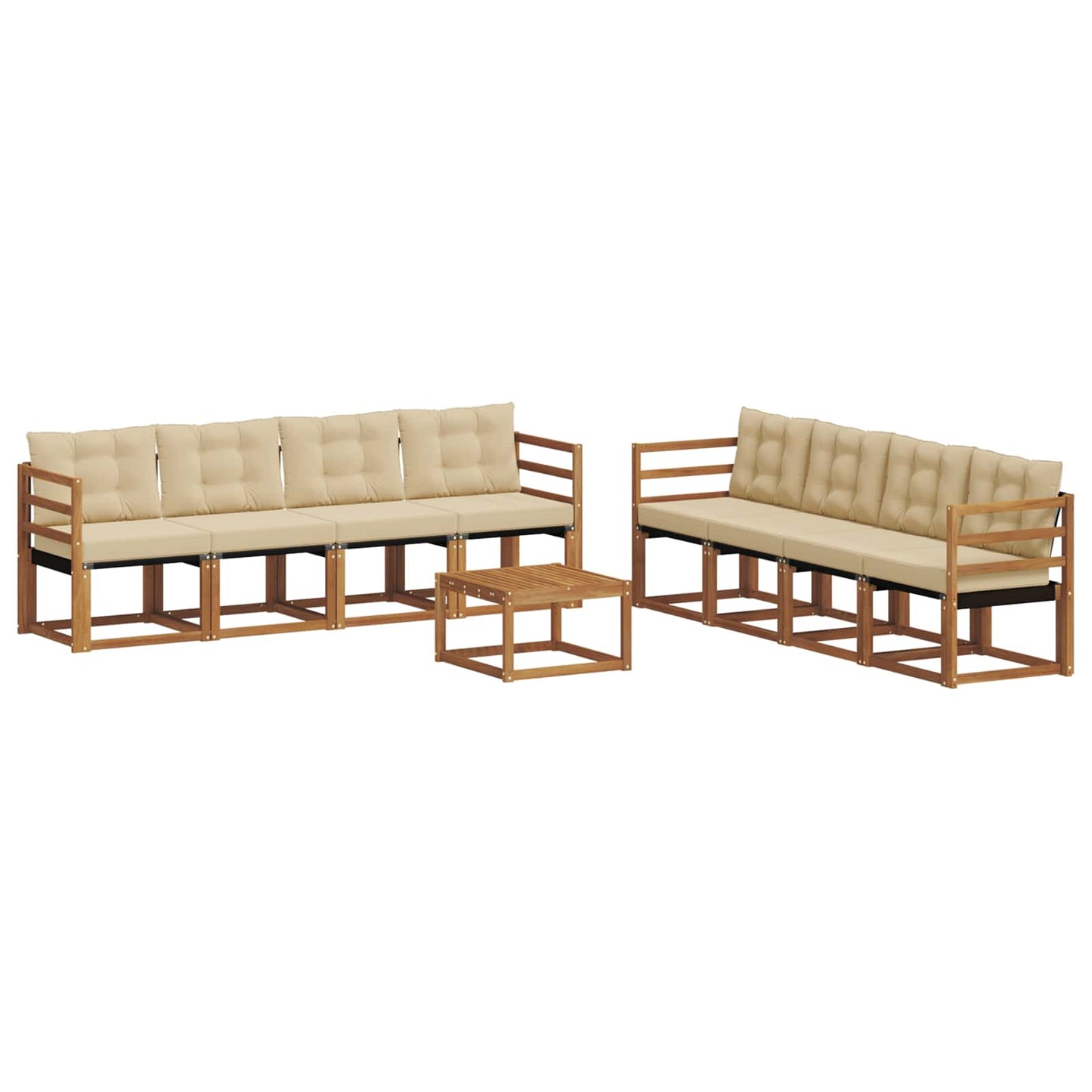 Outdoor-Sofagarnitur mit Kissen 9 pcs Natur und Beige