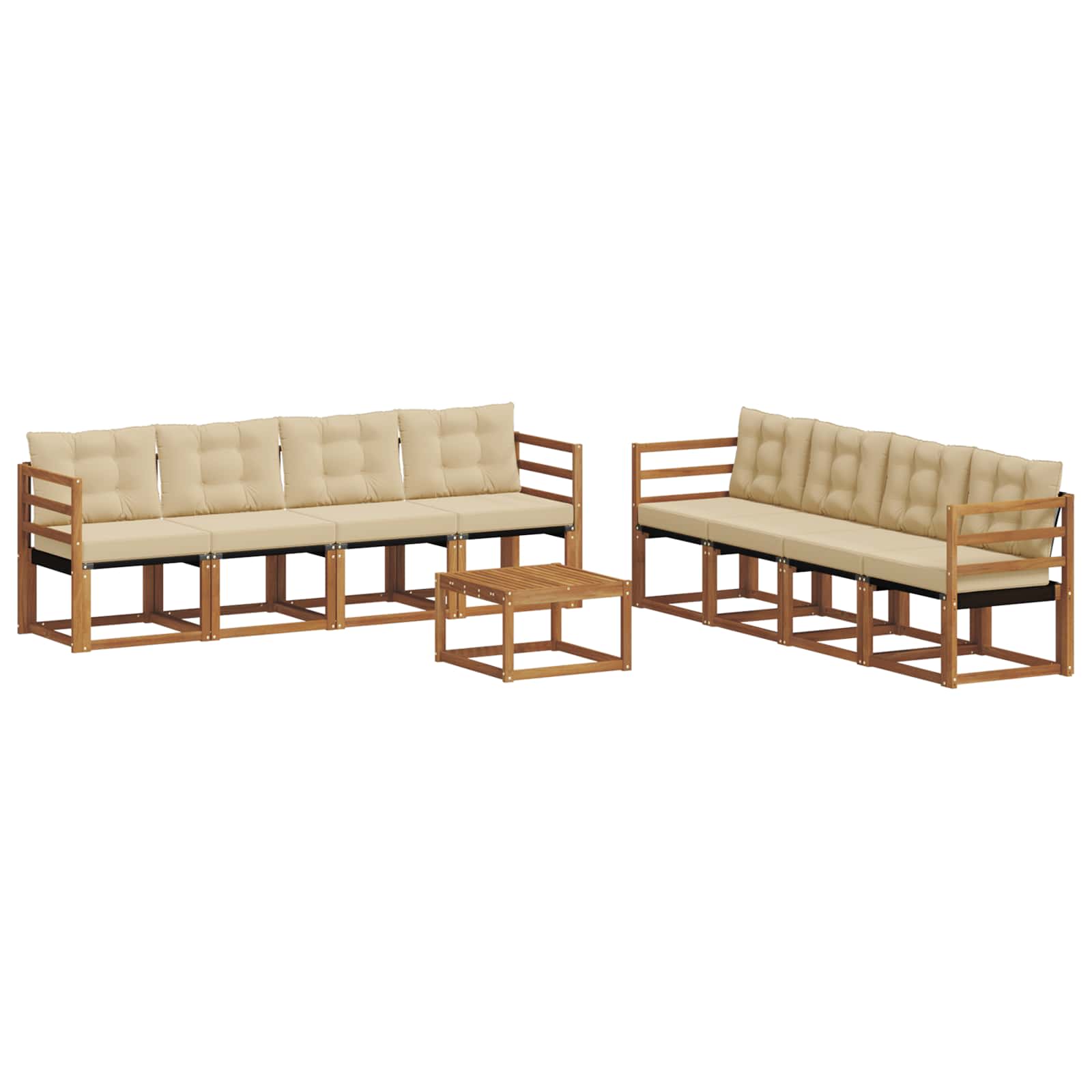 Outdoor-Sofagarnitur mit Kissen 9 pcs Natur und Beige