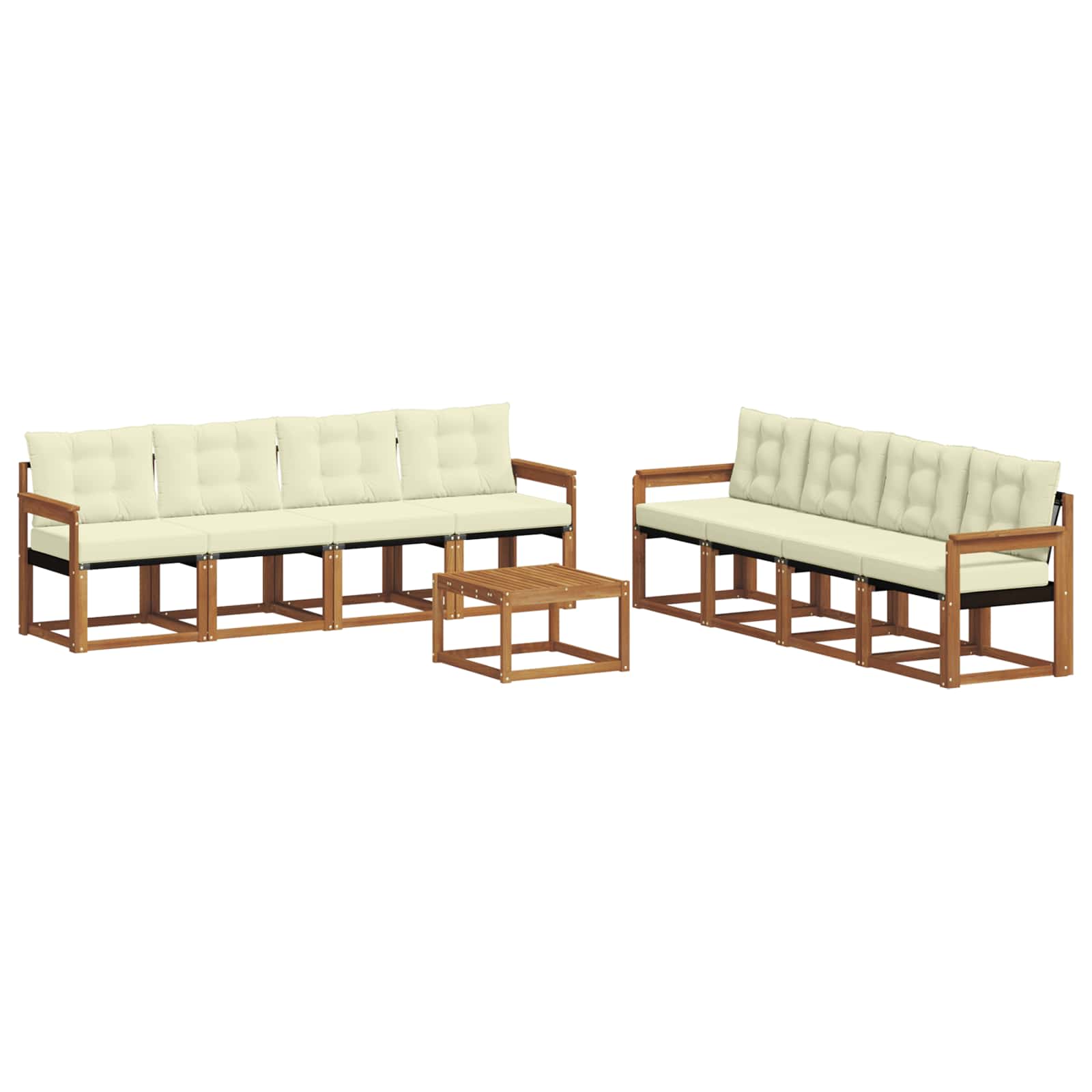 Outdoor-Sofagarnitur mit Kissen 9 pcs Natur und Creme
