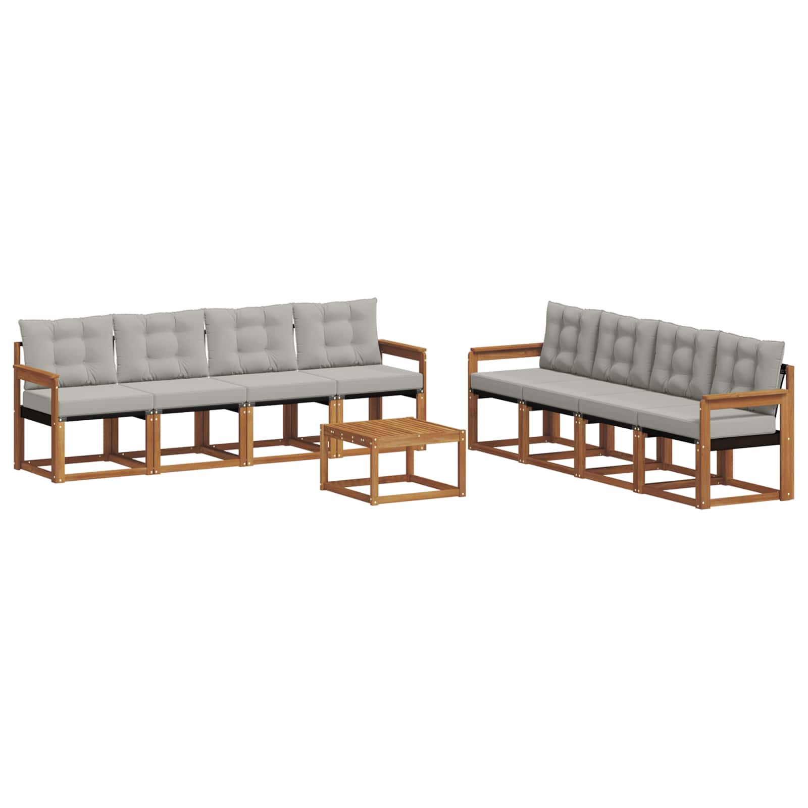 Outdoor-Sofagarnitur mit Kissen 9 pcs Natürlich und Hellgrau