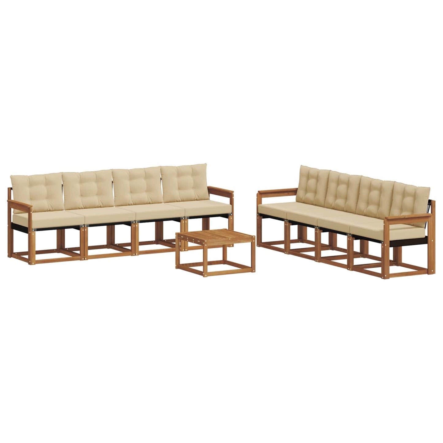 Outdoor-Sofagarnitur 9 stk. Natur und Beige