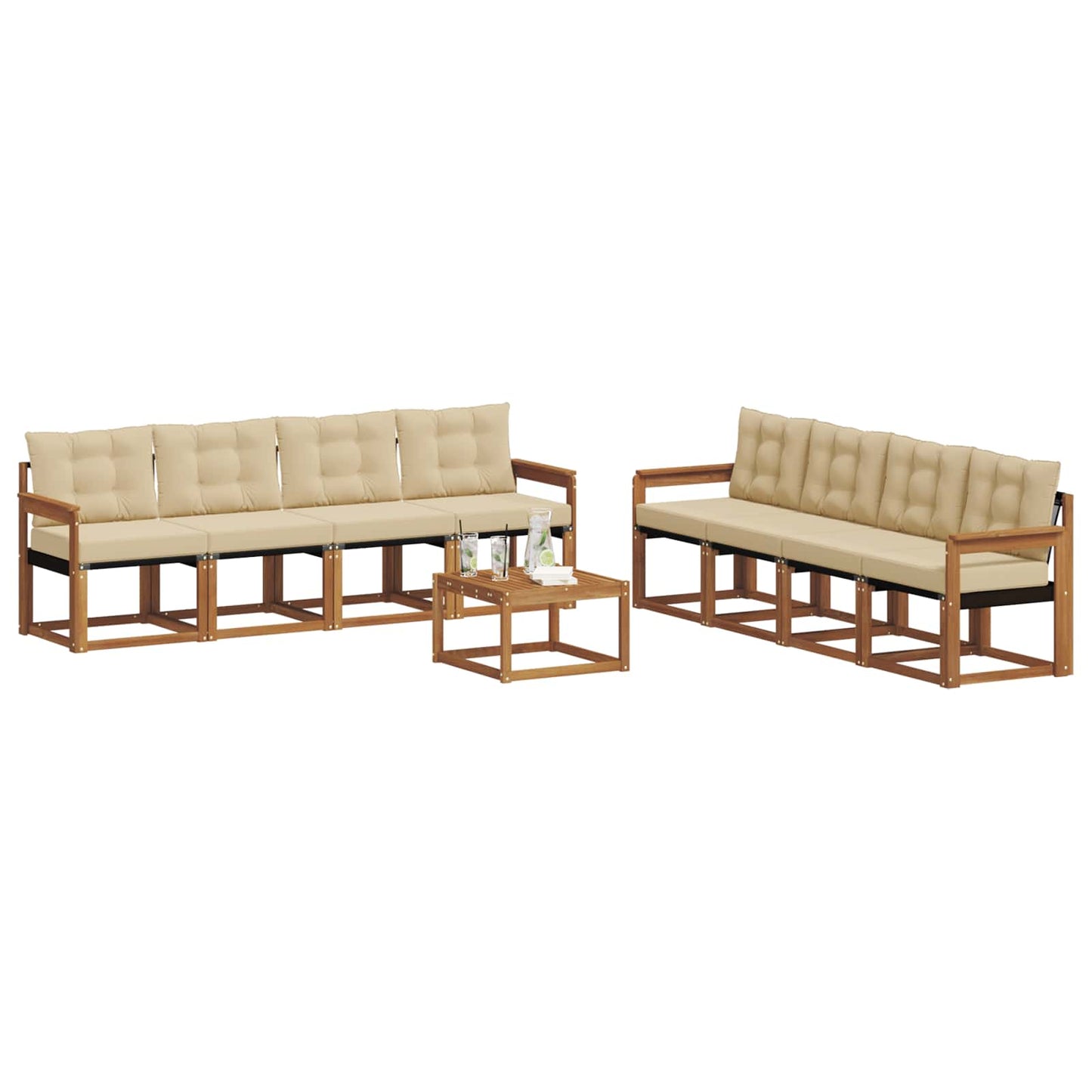 Outdoor-Sofagarnitur 9 stk. Natur und Beige