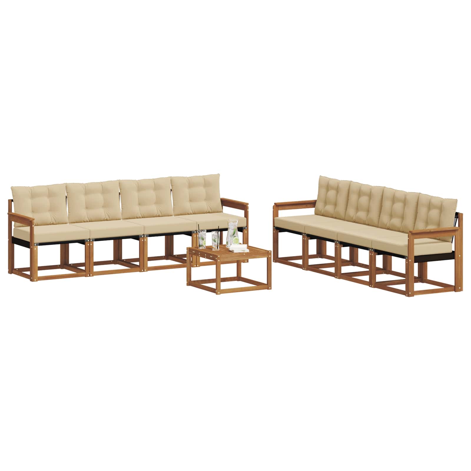 Outdoor-Sofagarnitur 9 stk. Natur und Beige