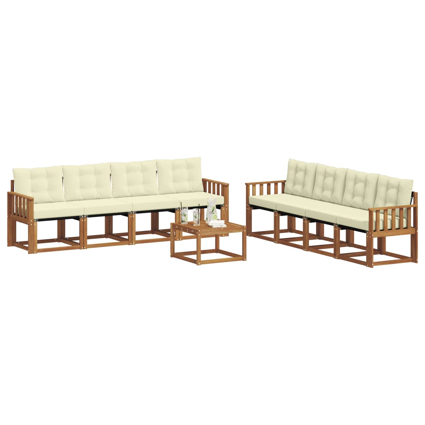 Outdoor-Sofagarnitur 9 stk. Natur und Creme