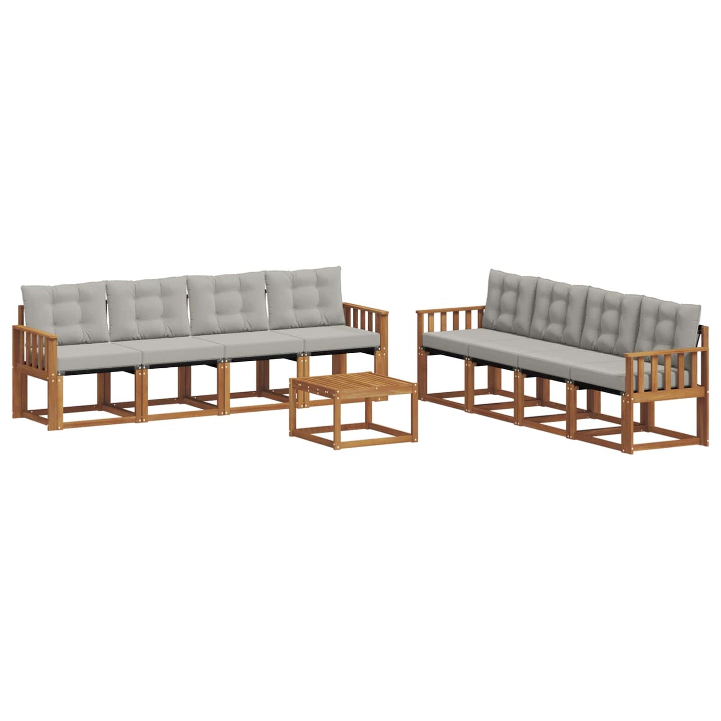 Outdoor-Sofagarnitur mit Kissen 9 pcs Natürlich und Hellgrau